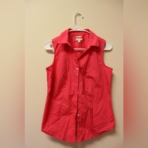 Talbots Women's Sleeveless Button Down Shirt - Vibrant Pink